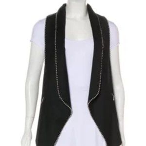 Alexander Wang Open Front Wool Vest with Beaded Trim